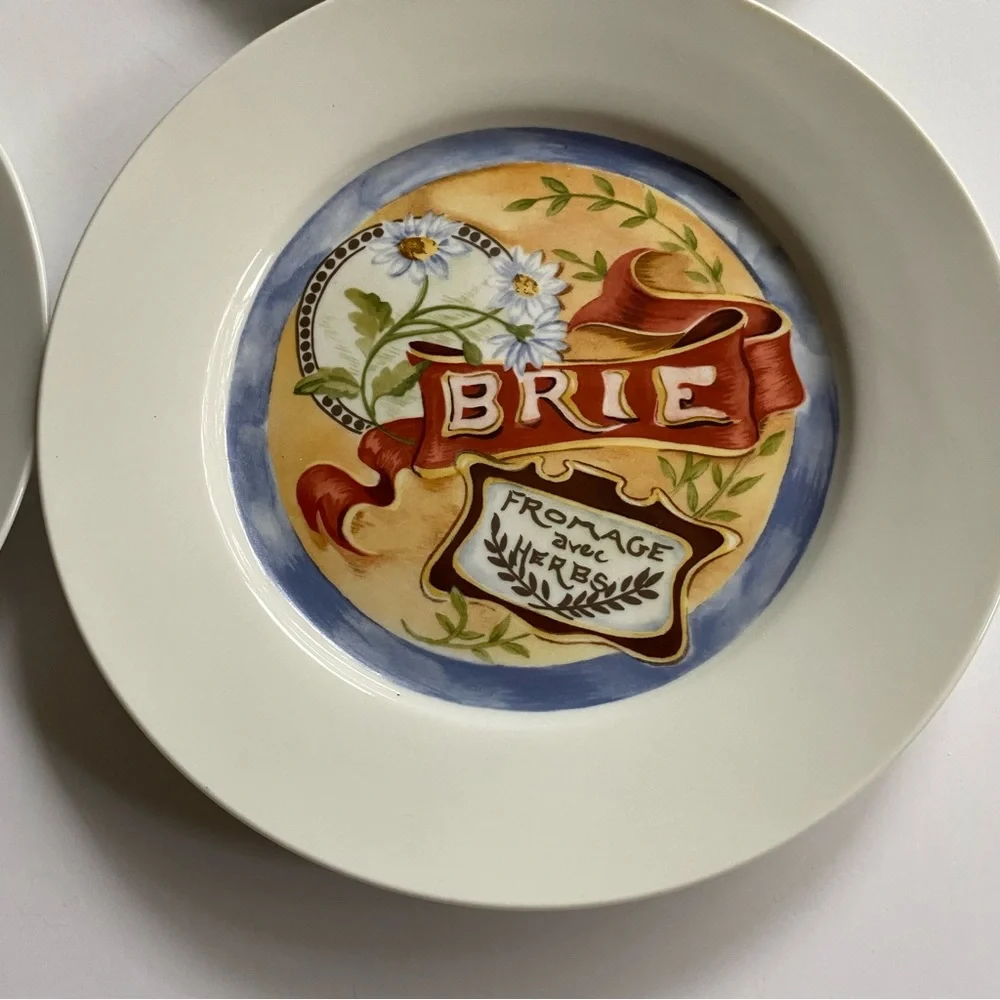 Restoration Hardware Plates Cheese theme appetizers BRIE Classic Cheese 7.5